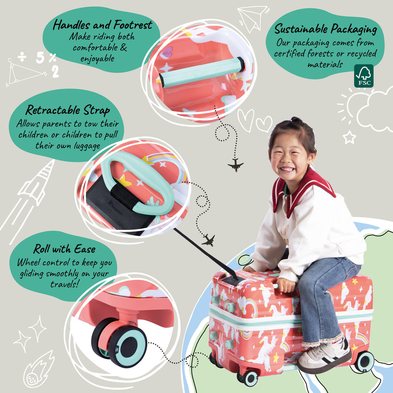 Trunkryder - Kids Ride-On Suitcase (Unicorns)