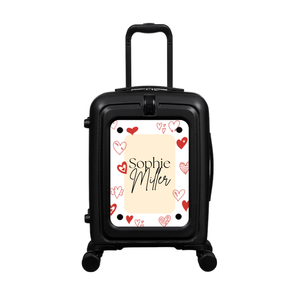 Modify - Suitcase with Personalised Panel (Hearts Border - Double Name)