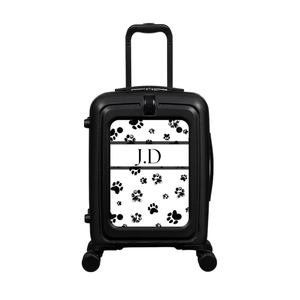 Modify - Suitcase with Personalised Panel (Paw Prints Stripe - Initials)