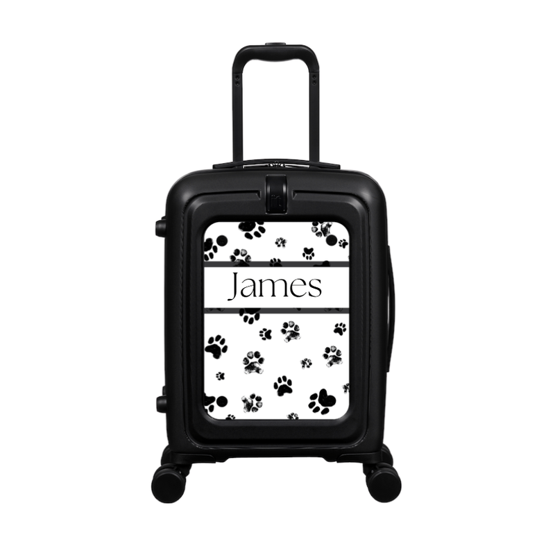 Modify - Suitcase with Personalised Panel (Paw Prints Stripe - Name)