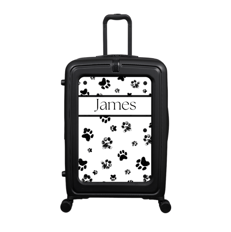 Modify - Suitcase with Personalised Panel (Paw Prints Stripe - Name)
