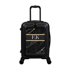 Modify - Suitcase with Personalised Panel (Golden Black Marble Stripe - Initials)