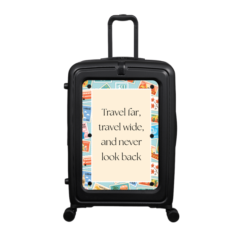 Modify - Suitcase with Personalised Panel (Stamps Border - Quote)