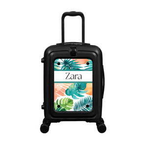 Modify - Suitcase with Personalised Panel (Tropical Leaves - Name)