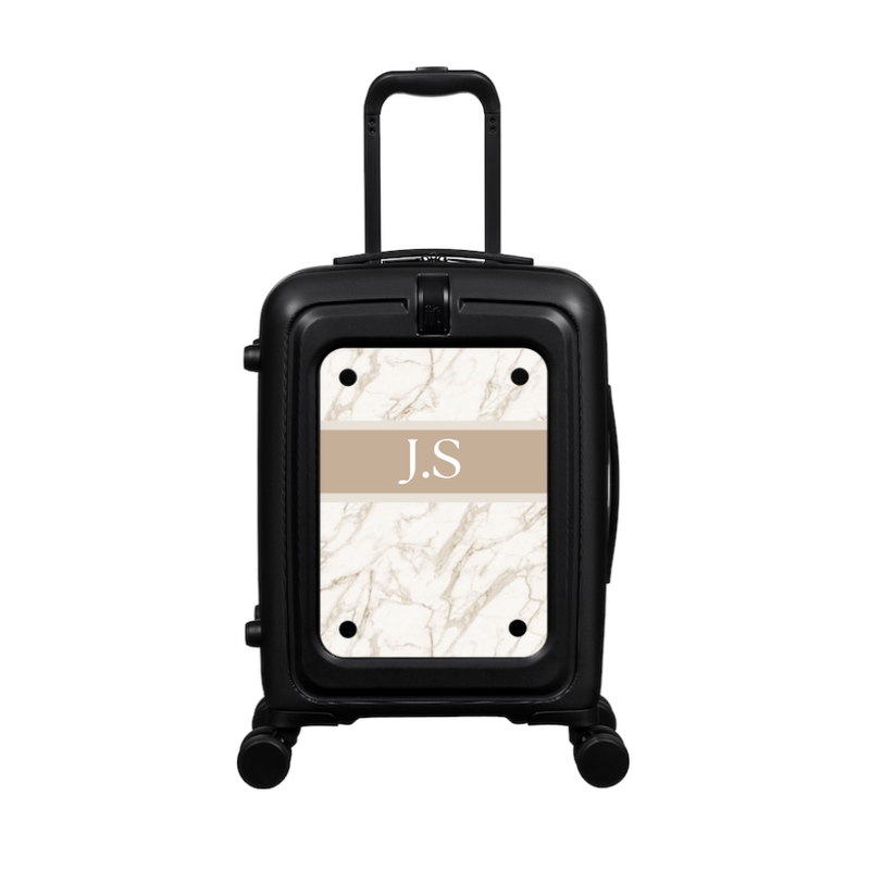 Modify - Suitcase with Personalised Panel (Warm Marble Stripe - Initials)