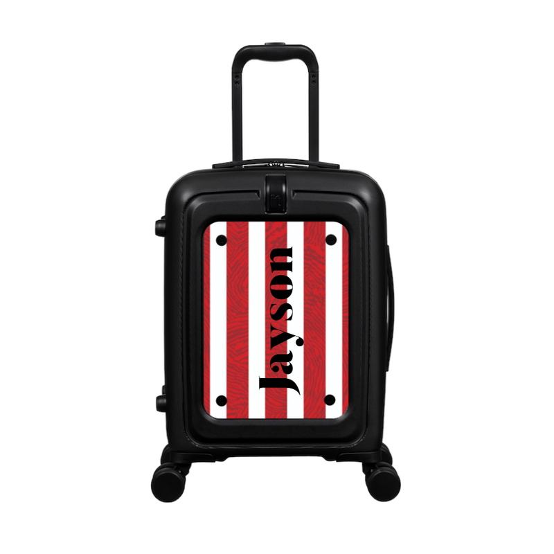 Modify - Suitcase with Personalised Panel (Red Stripe Shirt - Side Name)